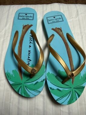kate spade turquoise sandals with gold straps
